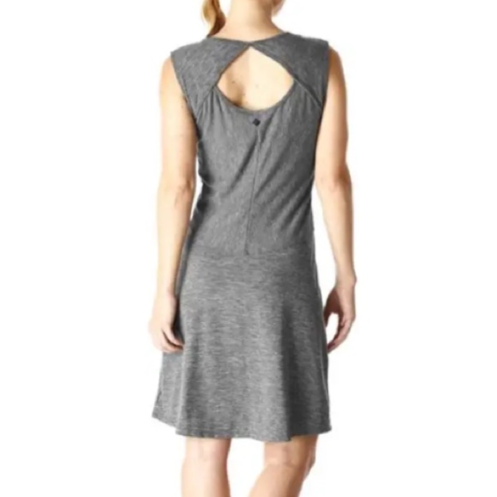 Prana Women's Calico Open Back Sleeveless Heather Gray Jersey Dress Size Medium